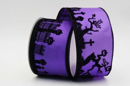 Гарбузова стрічка з дротом на Хеллоуїн_KF7087GC-34-53_фіолетова